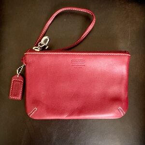 New Coach Burgundy Leather Wristlet